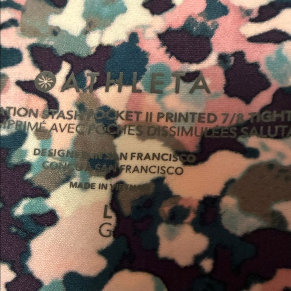 Athleta Pink and Blue Patterned Leggings - Picture 3 of 3